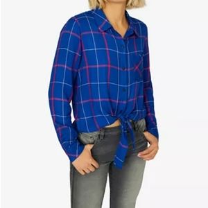 Sanctuary Hayley plaid tie front shirt siz…